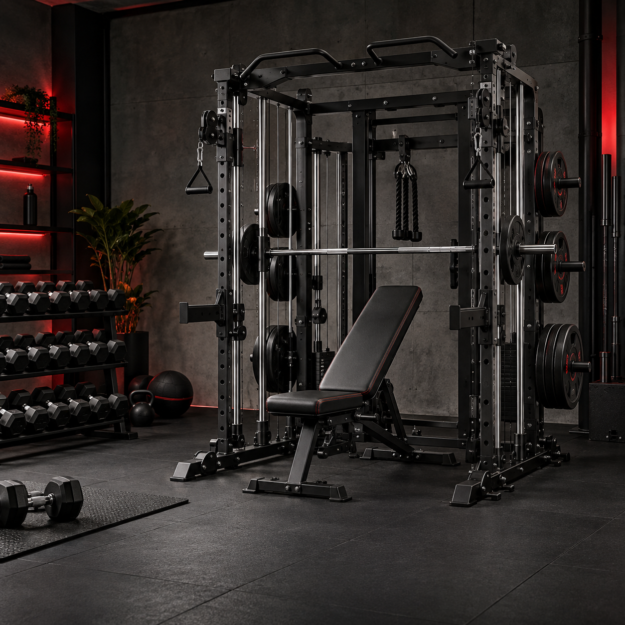 Ein Home-Gym mit Kraftstation